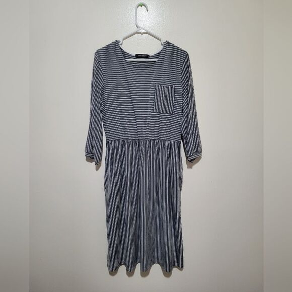 Merokeety Womans 3/4 Ballon Sleeve Striped High Waist Dress - Picture 4 of 9